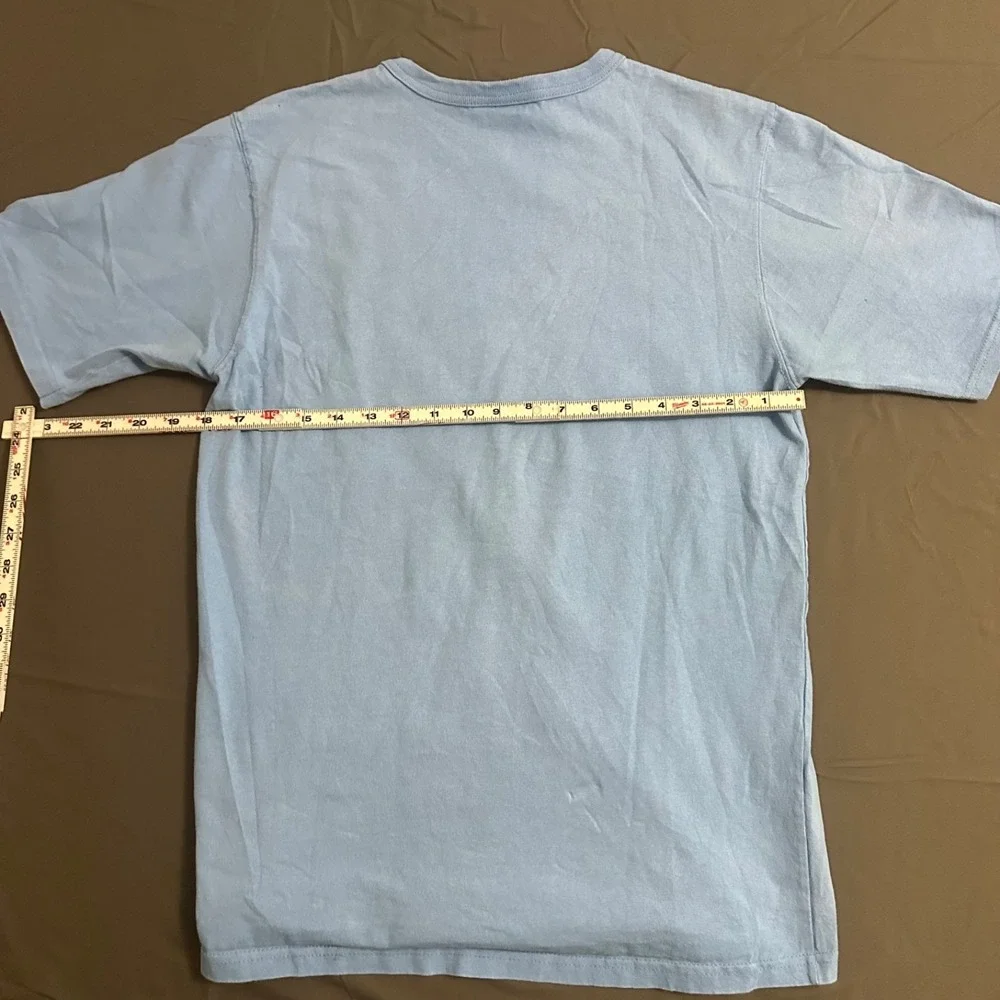 Vintage Champion Big Patch Logo Shirt MENS Medium Powder Blue Tee Vtg Sports‎
